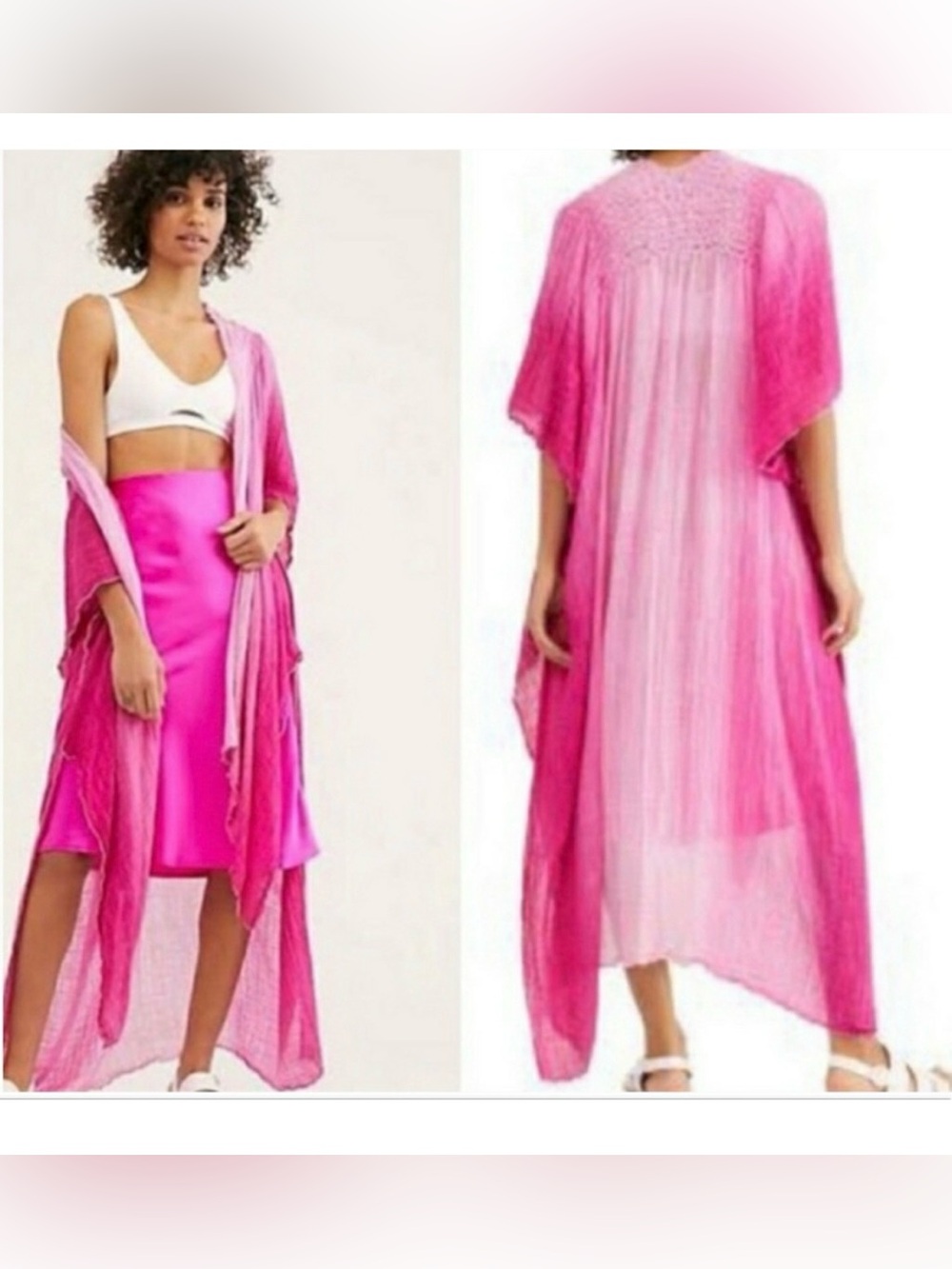 Free People Womens XS/S Pink Ombre Duster Kimono Beachy
Coastal Festival Boho